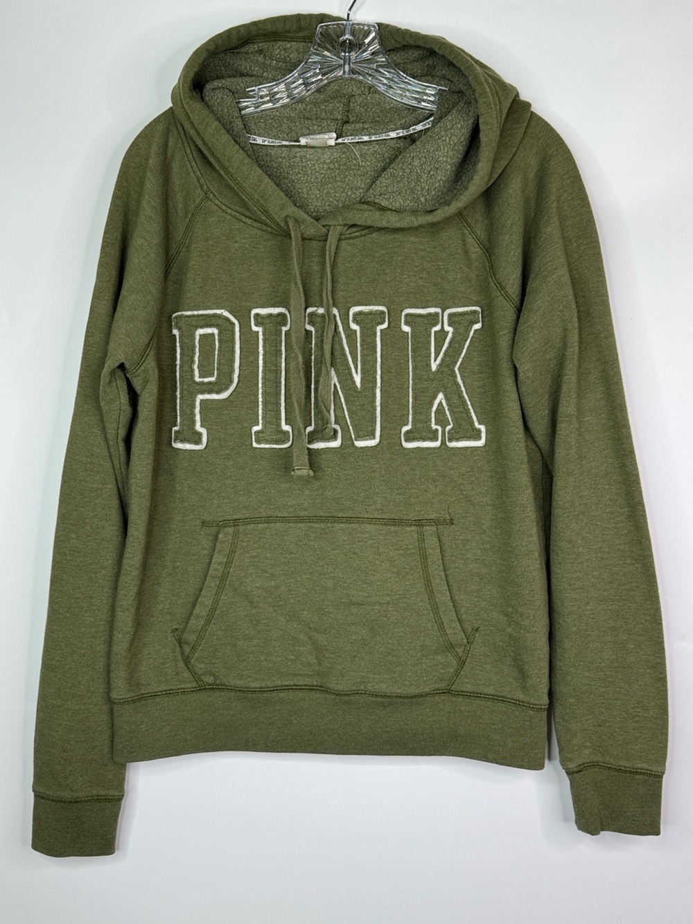 PINK Victoria's Secret Green Hooded Sweatshirt Size Large